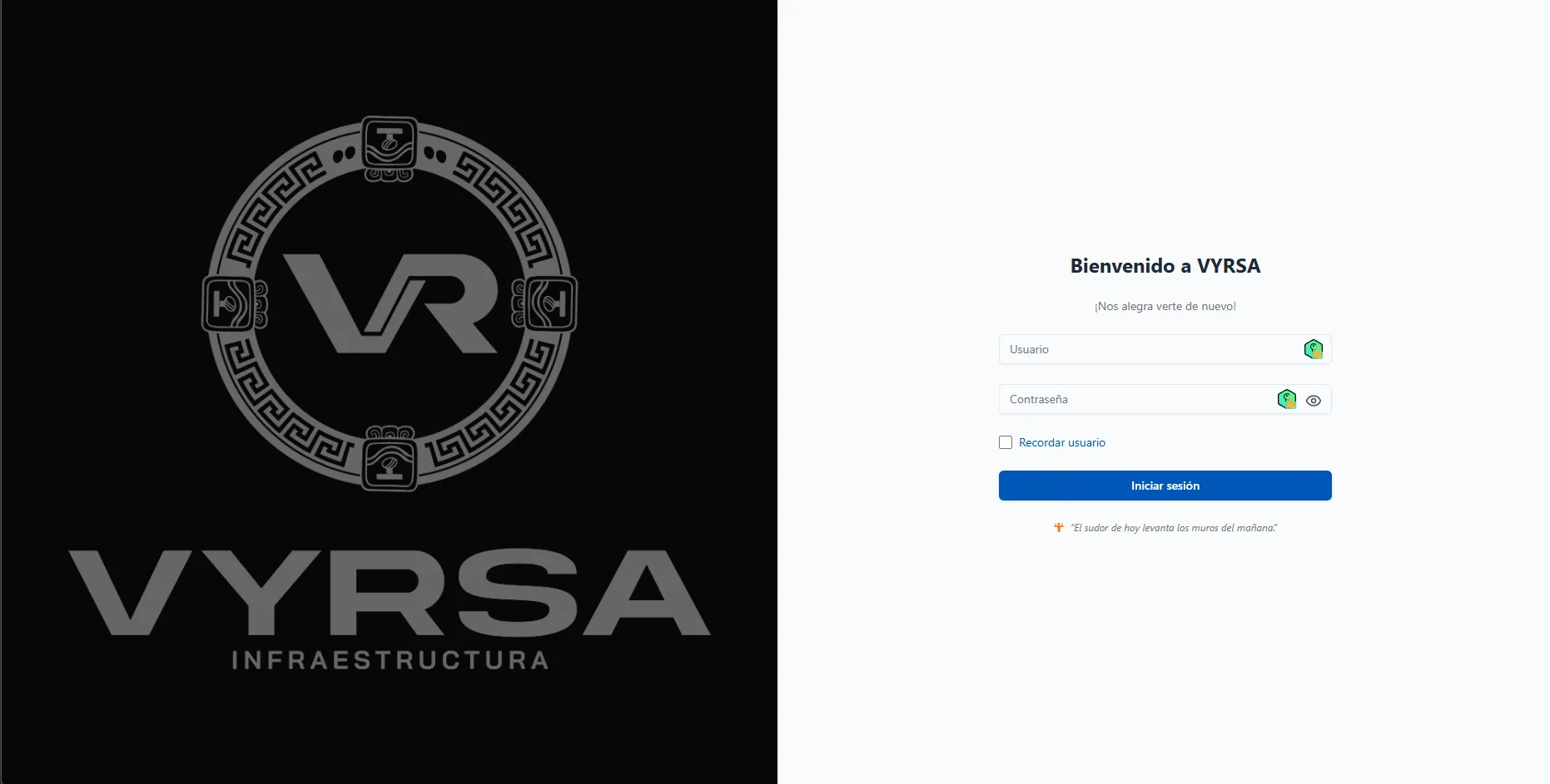 Infraestructura técnica de Portal Institucional y Plataforma Operativa Vyrsa